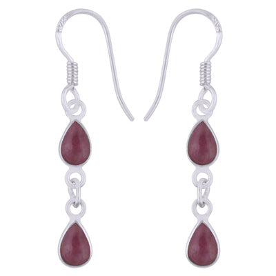 Beautiful Two Stone Bezel Tourmaline Pear Shape 925 Sterling Solid Silver Dangle Earrings - R1501988-1