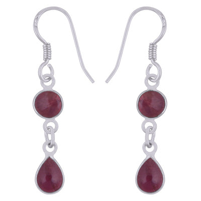 Alluring Two Stone Bezel Tourmaline Round, Pear Shape 925 Sterling Solid Silver Dangle Earrings - R1501989-1