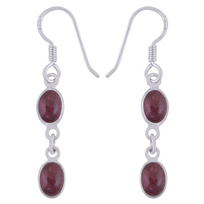 Beautiful Two Stone Bezel Tourmaline Oval Shape 925 Sterling Solid Silver Dangle Earrings - R1501990-1