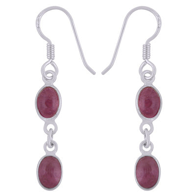 Beautiful Two Stone Bezel Tourmaline Oval Shape 925 Sterling Solid Silver Dangle Earrings - R1501990-2