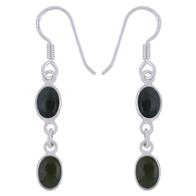 Beautiful Two Stone Bezel Tourmaline Oval Shape 925 Sterling Solid Silver Dangle Earrings - R1501990-4
