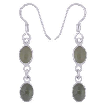 Beautiful Two Stone Bezel Tourmaline Oval Shape 925 Sterling Solid Silver Dangle Earrings - R1501990-6