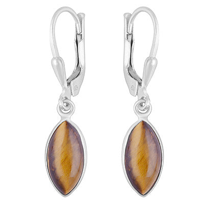 Gorgeous Lobster Lock Tiger's Eye Marquise Shape 925 Sterling Solid Silver Dangle Earrings - R1501992-10