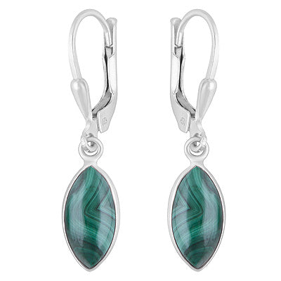 Gorgeous Lobster Lock Malachite Marquise Shape 925 Sterling Solid Silver Dangle Earrings - R1501992-14