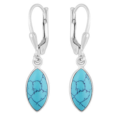 Gorgeous Lobster Lock Turquoise Marquise Shape 925 Sterling Solid Silver Dangle Earrings - R1501992-3