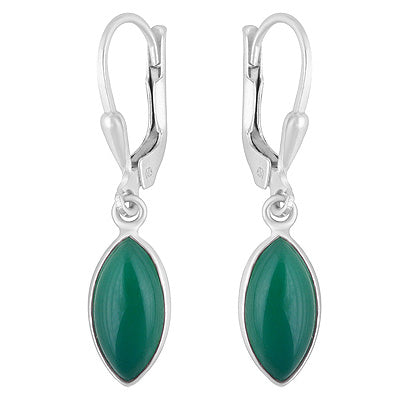 Gorgeous Lobster Lock Green Onyx Marquise Shape 925 Sterling Solid Silver Dangle Earrings - R1501992-8