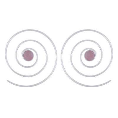 Gorgeous Handcrafted Hoops Rose Quartz Round Shape 925 Sterling Solid Silver Hoop Earrings - R1502015-13