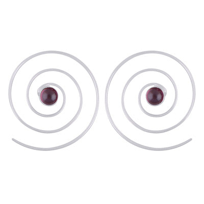 Gorgeous Handcrafted Hoops Garnet Round Shape 925 Sterling Solid Silver Hoop Earrings - R1502015-2