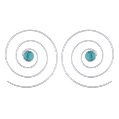 Gorgeous Handcrafted Hoops Turquoise Round Shape 925 Sterling Solid Silver Hoop Earrings - R1502015-3