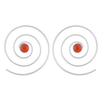 Gorgeous Handcrafted Hoops Carnelian Round Shape 925 Sterling Solid Silver Hoop Earrings - R1502015-7