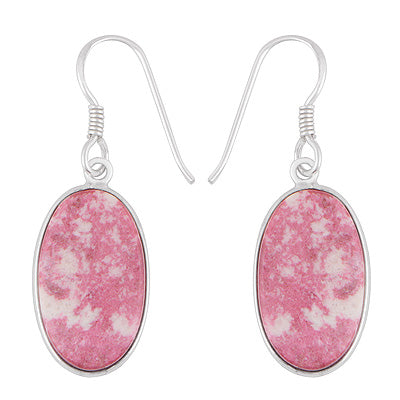 Beautiful Handmade Bezel Thulite Oval Shape 925 Sterling Solid Silver Dangle Earrings - R1502027-1