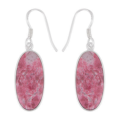 Beautiful Handmade Bezel Thulite Oval Shape 925 Sterling Solid Silver Dangle Earrings - R1502027-3