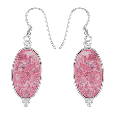 Gorgeous Rawa Work at Bottom Bezel Thulite Oval Shape 925 Sterling Solid Silver Dangle Earrings - R1502028-1