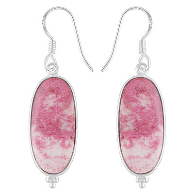 Gorgeous Rawa Work at Bottom Bezel Thulite Oval Shape 925 Sterling Solid Silver Dangle Earrings - R1502028-10