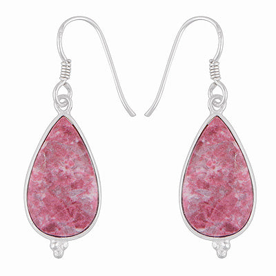 Gorgeous Rawa Work at Bottom Bezel Thulite Pear Shape 925 Sterling Solid Silver Dangle Earrings - R1502028-3
