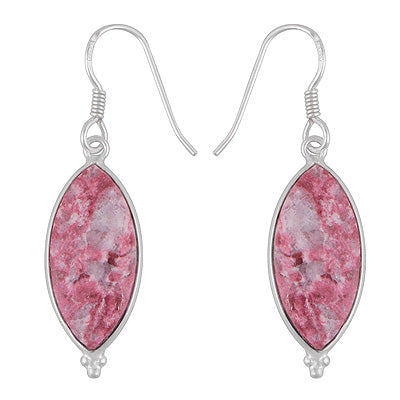 Gorgeous Rawa Work at Bottom Bezel Thulite Marquise Shape 925 Sterling Solid Silver Dangle Earrings - R1502028-9