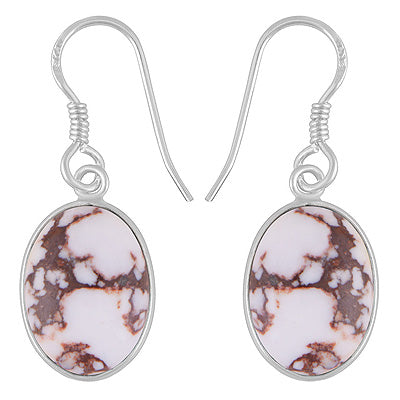 Classic Bezel Frame Around Wild Horse Jasper Oval Shape 925 Sterling Solid Silver Dangle Earrings - R1502029-8