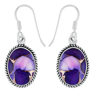 Beautiful Twisted Wire Work Around Wolef Dahlia Copper Turquoise Oval Shape 925 Sterling Solid Silver Dangle Earrings - R1502031-3