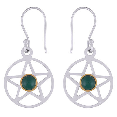 Stunning Star Handcrafted Around Gold Plating Amethyst Round Shape 925 Sterling Solid Silver Dangle Earrings - R1632-10