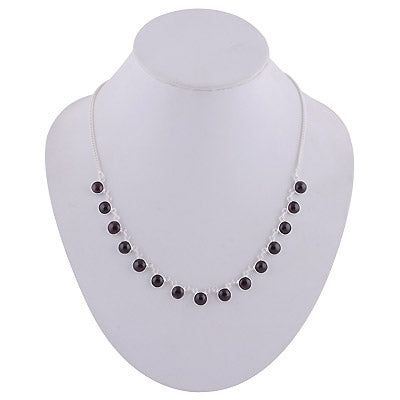 Beautiful Bezel Gemstone Garnet Round Shape 925 Sterling Solid Silver Necklace - R1900123-2