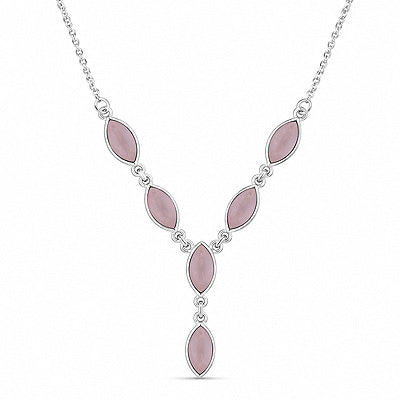 Gorgeous Six Gemstones Rose Quartz Marquise Shape 925 Sterling Solid Silver Necklace - R1900136-13