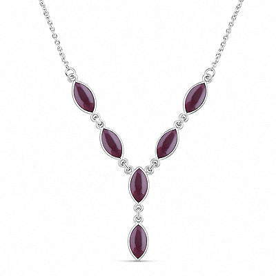 Gorgeous Six Gemstones Garnet Marquise Shape 925 Sterling Solid Silver Necklace - R1900136-2