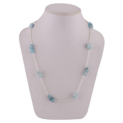 Alluring Necklace Loaded with Gemstones Apatite,Larimar Irregular Shape 925 Sterling Solid Silver Necklace - R1900219-1