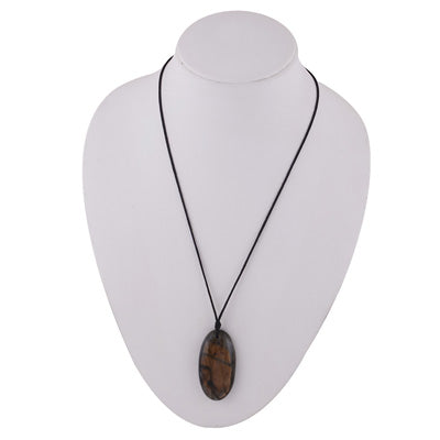 Magnificent Gemstone Labradorite Oval Shape Black Cotton Cord Pendant Necklace - R1900222-28
