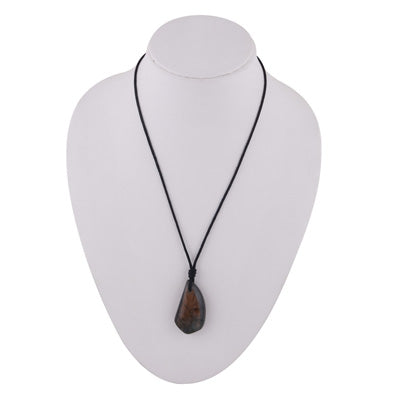 Magnificent Gemstone Labradorite Fancy Shape Black Cotton Cord Pendant Necklace - R1900222-38