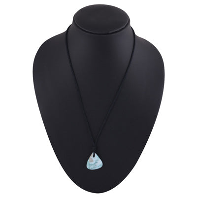 Magnificent Gemstone Larimar Pear Shape Black Cotton Cord Pendant Necklace - R1900225-24