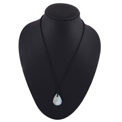 Magnificent Gemstone Larimar Pear Shape Black Cotton Cord Pendant Necklace - R1900225-26