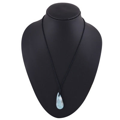 Magnificent Gemstone Larimar Pear Shape Black Cotton Cord Pendant Necklace - R1900225-28