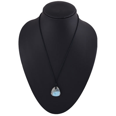 Magnificent Gemstone Larimar Fancy Shape Black Cotton Cord Pendant Necklace - R1900225-40