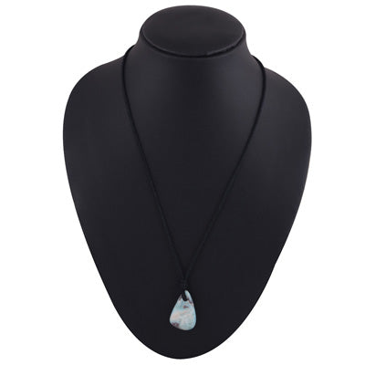Magnificent Gemstone Larimar Fancy Shape Black Cotton Cord Pendant Necklace - R1900225-41