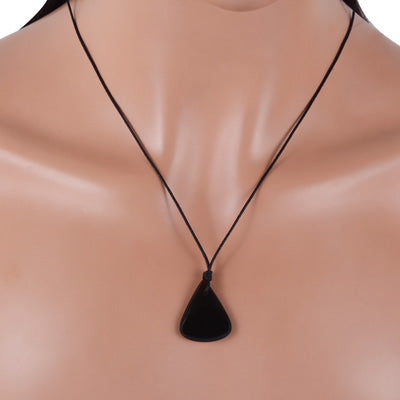 Magnificent Gemstone Black Onyx Pear Shape Black Cotton Cord Pendant Necklace - R1900229-7