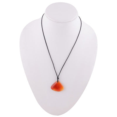 Magnificent Gemstone Carnelian Pear Shape Black Cotton Cord Pendant Necklace - R1900233-11