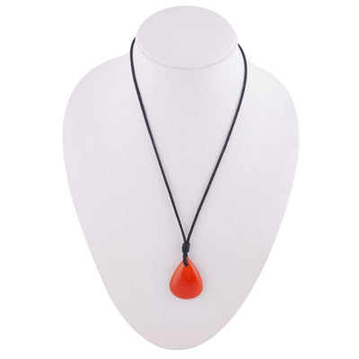 Magnificent Gemstone Carnelian Pear Shape Black Cotton Cord Pendant Necklace - R1900233-12
