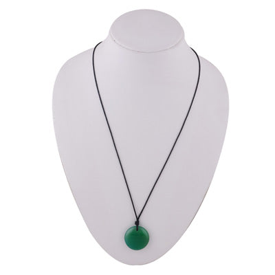 Magnificent Gemstone Green Onyx Round Shape Black Cotton Cord Pendant Necklace - R1900236-2