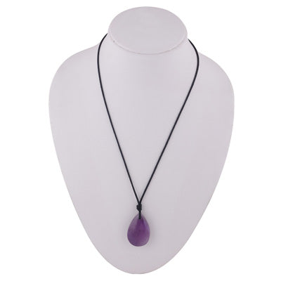 Magnificent Gemstone Amethyst Pear Shape Black Cotton Cord Pendant Necklace - R1900237-13