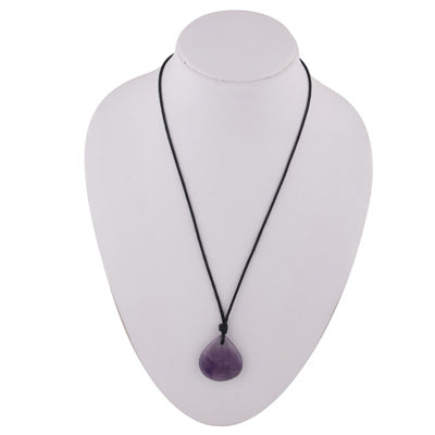 Magnificent Gemstone Amethyst Pear Shape Black Cotton Cord Pendant Necklace - R1900237-16