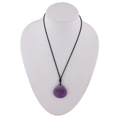 Magnificent Gemstone Amethyst Pear Shape Black Cotton Cord Pendant Necklace - R1900237-18