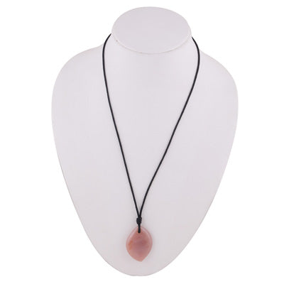 Magnificent Gemstone Pink Opal Fancy Shape Black Cotton Cord Pendant Necklace - R1900240-8