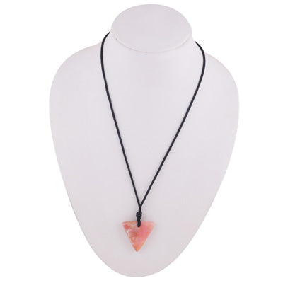 Magnificent Gemstone Pink Opal Fancy Shape Black Cotton Cord Pendant Necklace - R1900240-9