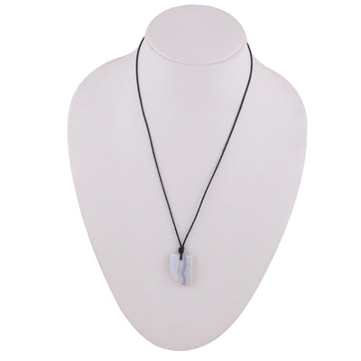Magnificent Gemstone Blue Lace Agate Fancy Shape Black Cotton Cord Pendant Necklace - R1900242-12