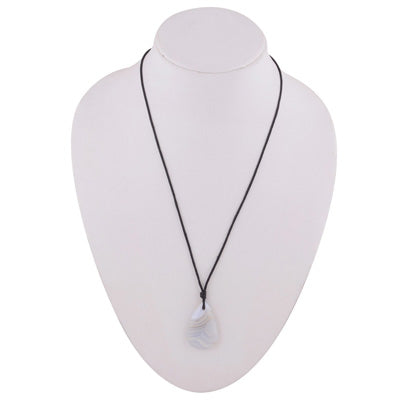 Magnificent Gemstone Blue Lace Agate Pear Shape Black Cotton Cord Pendant Necklace - R1900242-6