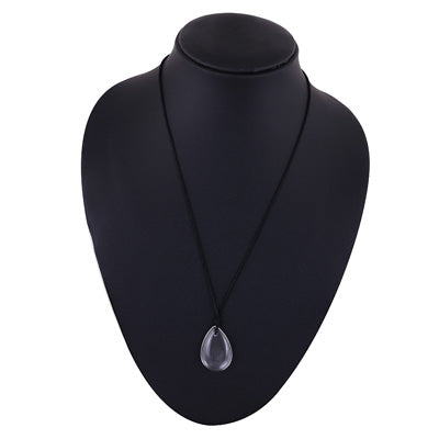 Magnificent Gemstone Crystal Pear Shape Black Cotton Cord Pendant Necklace - R1900244-2