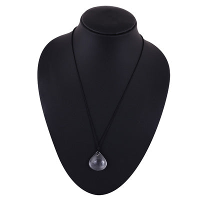 Magnificent Gemstone Crystal Pear Shape Black Cotton Cord Pendant Necklace - R1900244-6