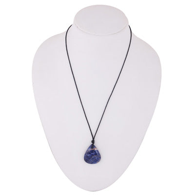 Magnificent Gemstone Sodalite Pear Shape Black Cotton Cord Pendant Necklace - R1900246-14