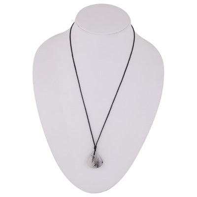 Magnificent Gemstone Black Rutile Pear Shape Black Cotton Cord Pendant Necklace - R1900248-3