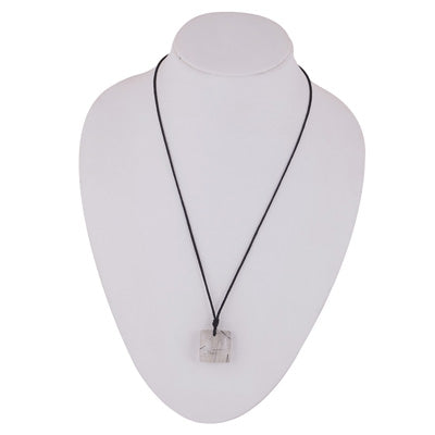 Magnificent Gemstone Black Rutile Square Shape Black Cotton Cord Pendant Necklace - R1900248-8